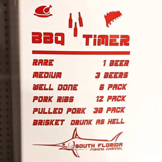 South Florida Fishing Channel BBQ Beer Timer Vinyl Decal Sticker for Grill and Smoker