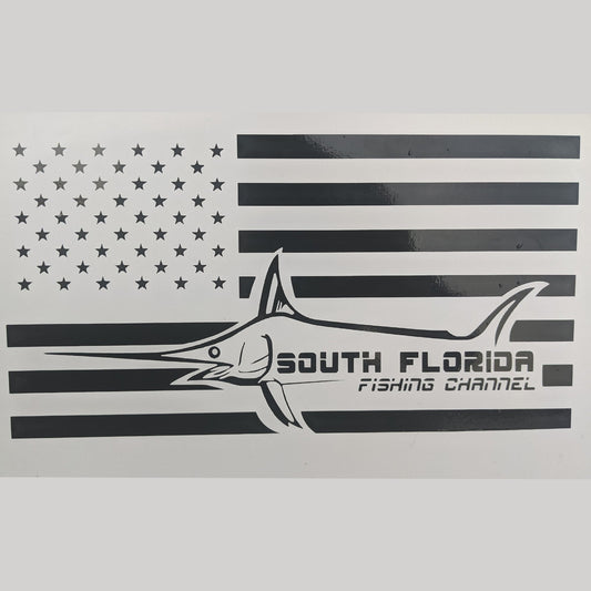South Florida Fishing Channel Sword Glory American Flag Swordfish Vinyl Decal Sticker