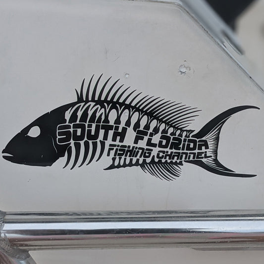 South Florida Fishing Channel Mutton Snapper Skeleton Vinyl Decal Sticker for Boat and Truck