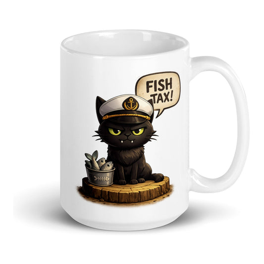 Kitty Fish Tax 15oz White Glossy Coffee Mug - South Florida Fishing Channel